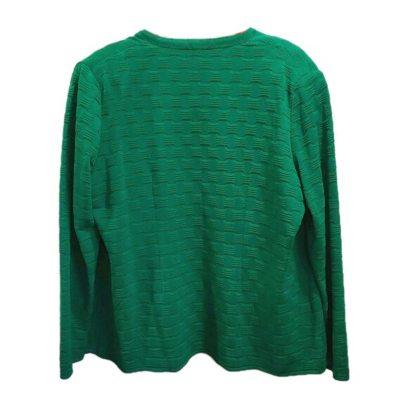 Misook Twinset Size 0X Green Knit Jacket with Matching sleeveless tank Shell - Picture 5 of 8